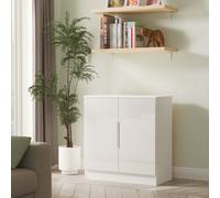 Milan 2 Door Cabinet in White Gloss & White Matt - Ready Assembled - Lewis's Home | TJ Hughes