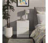 Welcome Furniture Ready Assembled Milan 2 Drawer Bedside Cabinet In White Gloss & White, White
