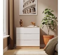 Welcome Furniture Ready Assembled Milan 3 Drawer Chest In White Gloss & Bardolino Oak, White