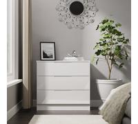 Welcome Furniture Ready Assembled Milan 3 Drawer Chest In White Gloss & White, White