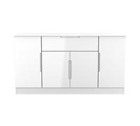 Milan 4 Door 1 Drawer Wide Unit in White Gloss & White Matt - Ready Assembled - Lewis's Home | TJ Hughes