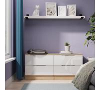 Crowndale Milan 4 Drawer White Gloss and Bardolino Oak Bed Box Ready Assembled - White Gloss & Bardolino Oak - Wilko