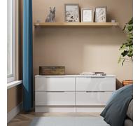 Crowndale Milan 4 Drawer White Gloss and White Bed Box Ready Assembled - White Gloss & White - Wilko