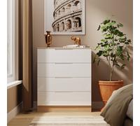 Milan 4 Drawer Chest in White Gloss & Bardolino Oak - Ready Assembled - Lewis's Home | TJ Hughes