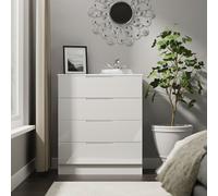 Milan 4 Drawer Chest in White Gloss & White - Ready Assembled - Lewis's Home | TJ Hughes