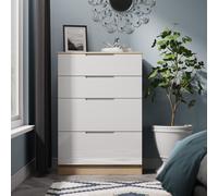 Milan 4 Drawer Deep Chest in White Gloss & Bardolino Oak - Ready Assembled - Lewis's Home | TJ Hughes