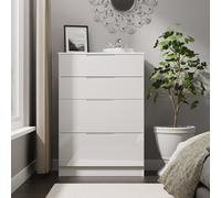 Milan 4 Drawer Deep Chest in White Gloss & White - Ready Assembled - Lewis's Home | TJ Hughes