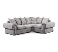 Milan 4 Seater L Shaped Corner Sofa Scatter Back Chesterfield Arms Grey Right Hand Facing Furnishings For Less UK Grey One Size