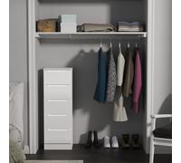 Milan 5 Drawer Bedside in White Gloss & White - Ready Assembled - Lewis's Home | TJ Hughes