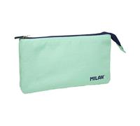 Milan 1918 Collection School Bag with 3 Zippers and 5 Compartments Green 215 x 35 x 125 mm