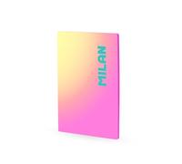 MILAN A4 Gummed Notebook, Graph Paper, 48 Sheets of 95 g/m², Sunset Collection, Pink