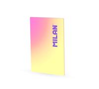 MILAN A4 Gummed Notebook, Graph Paper, 48 Sheets of 95 g/m², Sunset Collection, Yellow