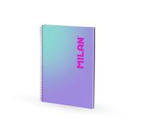 MILAN A4 Spiral Notebook Hardcover Lined Paper 90 Sheets 95gsm Sunset Collection Lilac