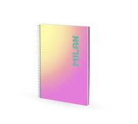 MILAN A4 Spiral Notebook Hardcover Squared Paper 90 Sheets 95gsm Sunset Collection Pink