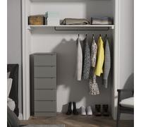Milan Bedside Table Grey 5 Drawers 108cm