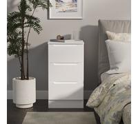 Milan Bedside Table White 3 Drawers 70cm