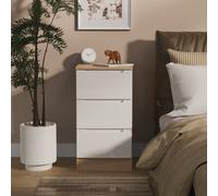 Milan Bedside Table White & Oak 3 Drawers 70cm