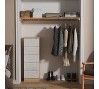 Milan Bedside Table White & Oak 5 Drawers 108cm