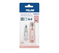 MILAN Blister Correction Tape 5 mm x 6 m + 1 Refill, 1918 Series, Pink