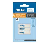 Milan Blister Pack 3 Replacement Erasers For Stick Eraser With Pencil Sharpener