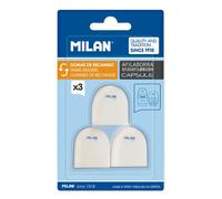 Milan Blister Pack 3 Spare Erasers For Capsule Eraser With Pencil Sharpener And Eraser&brush