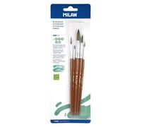Milan Blister Pack 5 Round Brushes Goat & Synthetic Hair 101 Series Nº 0 4 6 8 And 12