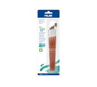 MILAN® Blister Pack of 3 Flat Brushes Series 121 No. 0, 4, 6, 8 and 12
