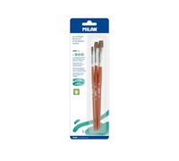 MILAN® Blister Pack of 3 Flat Brushes Series 121 No. 6, 10 and 14
