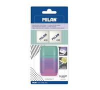 MILAN Blister Pack Sunset Purple Compact Sharpener + 2 Replacement Erasers, BYM10451