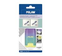 MILAN Blister Pack Turquoise Sunset Compact Sharpener + 2 Replacement Erasers BYM10454