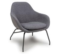 milan boucle fabric lounge chair in grey with black metal legs