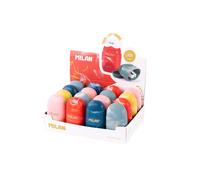 Milan Box 16 Erasers With Pencil Sharpener Capsule Lava