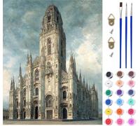 Milan Cathedral Paint by Numbers for Adults on Canvas, Paint by Numbers Kits Architecture, DIY Crafts for Adults Oil Painting Art Kits with Acrylic Oil Painting and Brushes, Room Decor 40x54in 6-3560