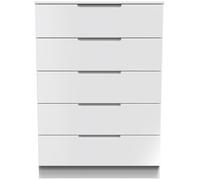 Milan Chest - 5 Drawer - White Gloss