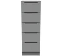 Milan Chest - Narrow - 5 Drawer - Grey