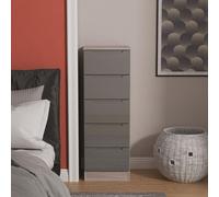 Milan Chest - Narrow - 5 Drawer - Grey Gloss and Grey Oak