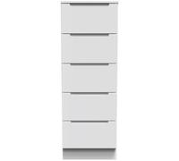 Milan Chest - Narrow - 5 Drawer - White Gloss