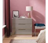 Milan Chest - Small - 3 Drawer - Grey Gloss and Grey Oak