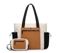 Milan Chiva Tote Bag for Women Lightweight Puffer Tote Bag Work Bag Shoulder Bag for Travel, Daily, School, Nurse Bags,2pcs, Cream Black, M