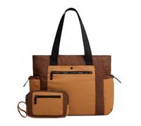 Milan Chiva Tote Bag for Women Lightweight Puffer Tote Bag Work Bag Shoulder Bag for Travel, Daily, School, Nurse Bags,2pcs, Cream Coffee, M