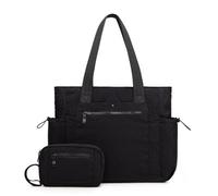 Milan Chiva Tote Bag for Women Lightweight Puffer Tote Bag Work Bag Shoulder Bag for Travel, Daily, School, Nurse Bags,2pcs, Cream Pure-black, M