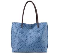 Milan Chiva Tote Bag for Women with Zipper Large Ostrich Vegan Leather Shoulder Purses and Handbags, Serenity Blue, L