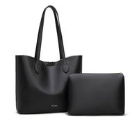 Milan Chiva Tote Bags for Women with Pouch, Jet Black, L