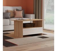 Milan Coffee Table White & Oak 1 Shelf 1 Drawer 93cm