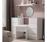 Milan Desk White 6 Drawers 125cm