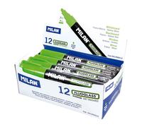 Milan Display Box 12 Fluoglass Markers Chisel Tip 2 Green Colour 4 Mm