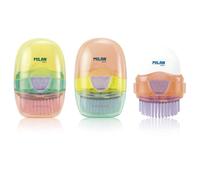 Milan Display Box 16 Capsule Eraser With Brush New Look Series Clear