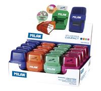 Milan Display Box 16 Eraser With Pencil Sharpener Compact