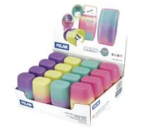 Milan Display Box 16 Erasers With Pencil Sharpener Compact Sunset