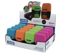 Milan Display Box 16 Erasers With Sharpener Compact Duo